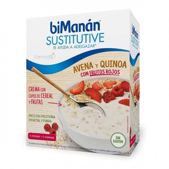 Bimanan Sustitutive Crema De Avena Y Quinoa Con Frutos Rojos 275 G 5 Sobres